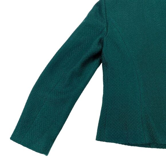 Chicos Tweed Jacket Women's Size 0 Green Long Sleeve Lined Gold Button Front - Picture 10 of 16